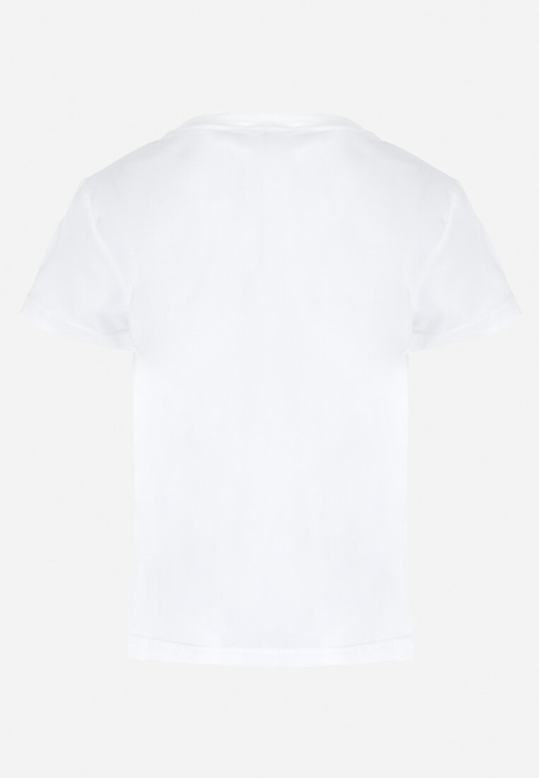 Biała Koszulka Bawełniana z Nadrukiem Lissette