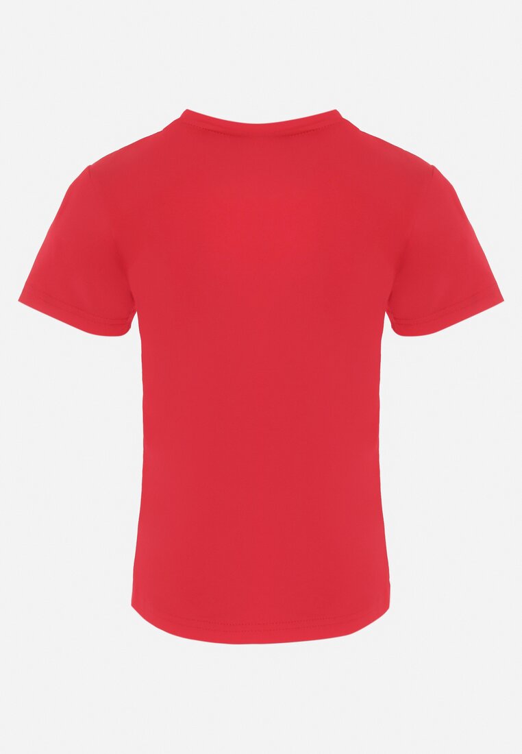 Czerwona Bawełniana Koszulka z Krótkim Rękawem i Nadrukiem Jocelina