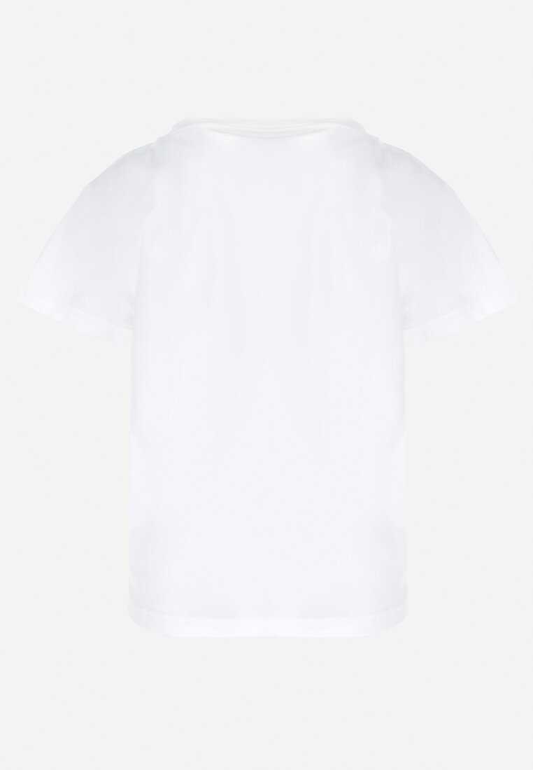 Biała Bawełniana Koszulka z Krótkim Rękawem i Nadrukiem Jocelina