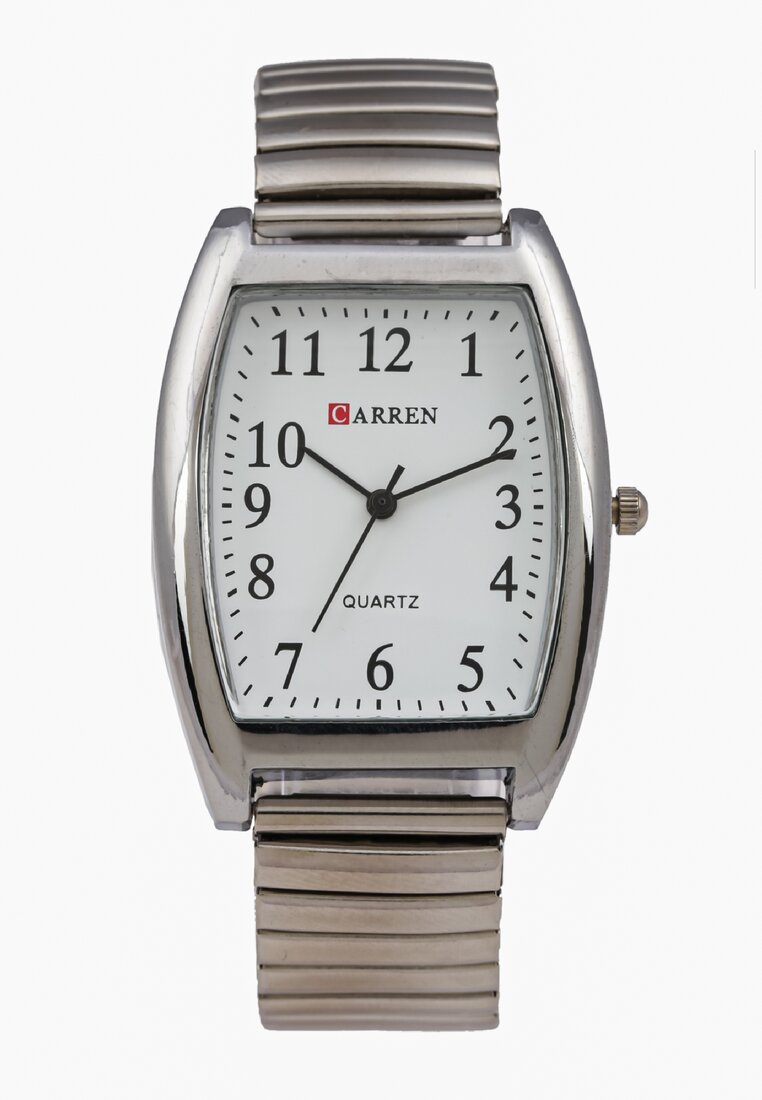 Srebrny Zegarek Wskazówkowy na Metalowej Bransolecie Timeback