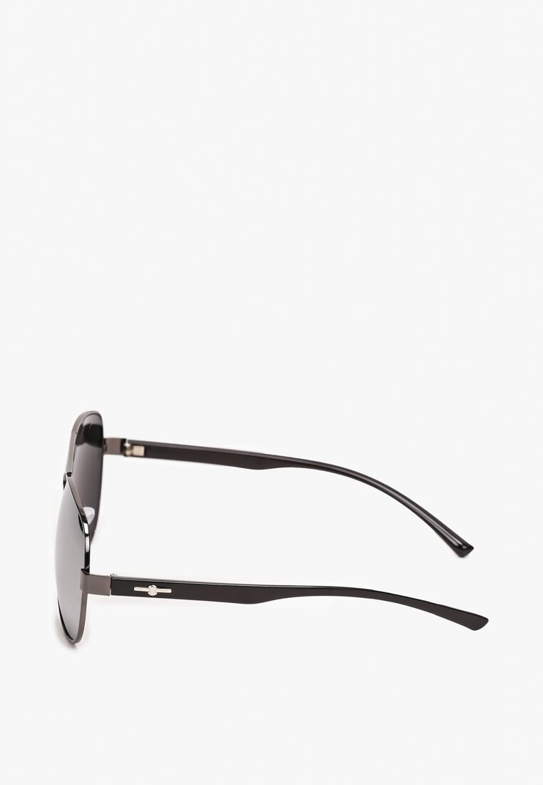 Czarno-Srebrne Przeciwsłoneczne Okulary z Cienkimi Oprawkami Anuva