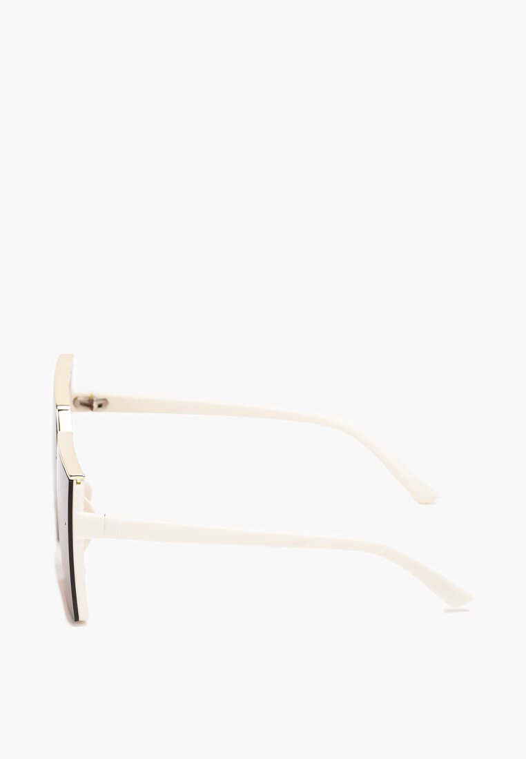 Białe Okulary Przeciwsłoneczne z Geometrycznymi Oprawkami Zusumee