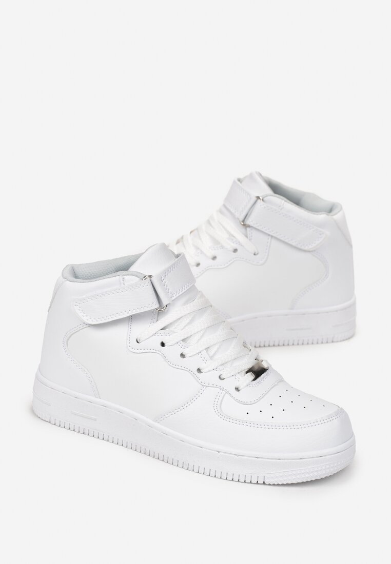 Białe Sneakersy z Cholewką za Kostkę i Rzepem Acatasia