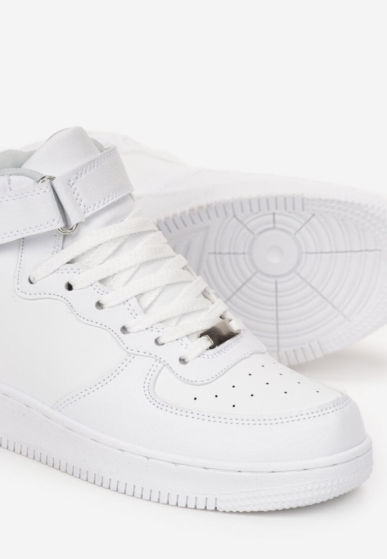 Białe Sneakersy z Cholewką za Kostkę i Rzepem Acatasia