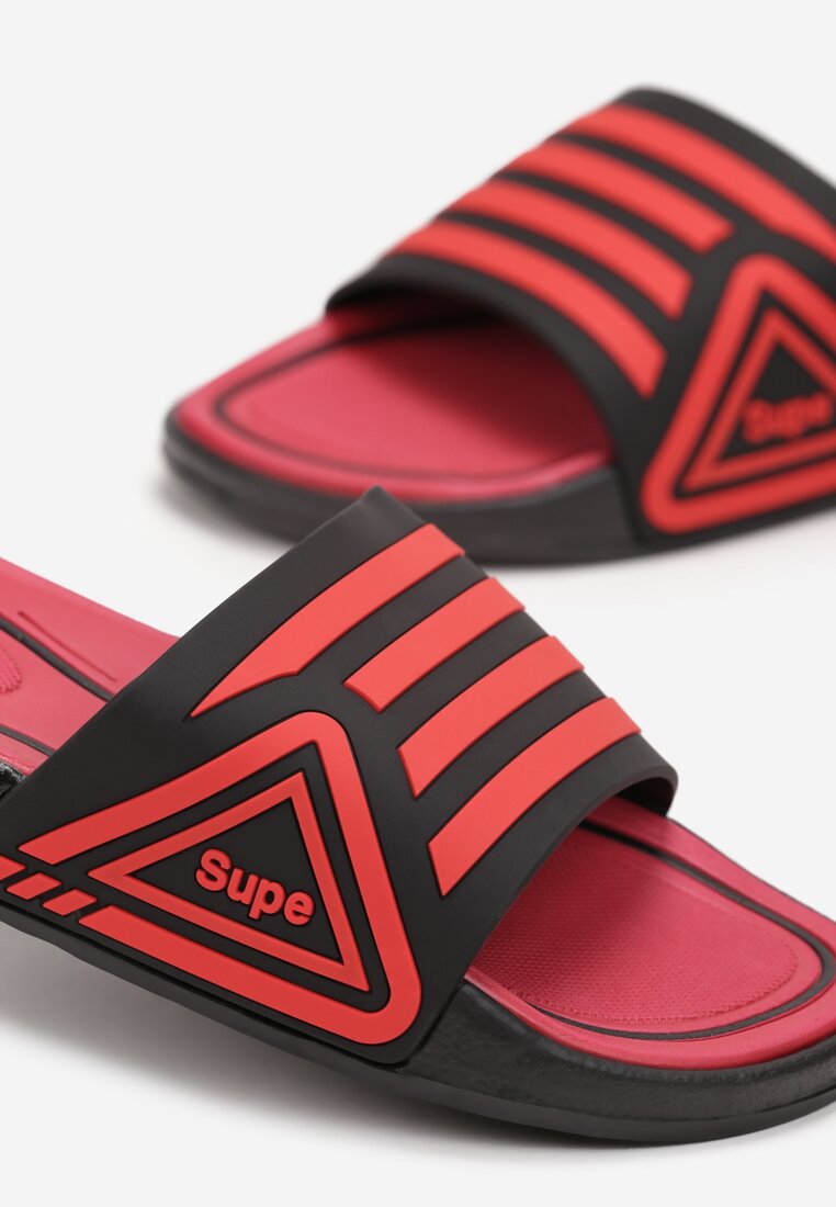 Czerwone Piankowe Klapki z Szerokim Ozdobnym Paskiem Hypacia