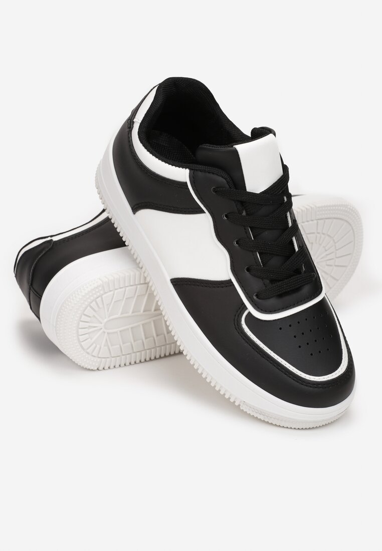 Biało-Czarne Sneakersy Sznurowane Finos