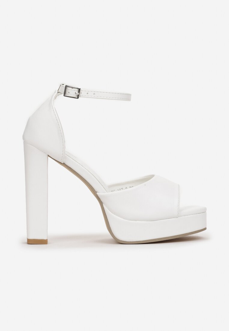 Białe Sandały z Otwartym Noskiem na Słupku i Platformie Alephone