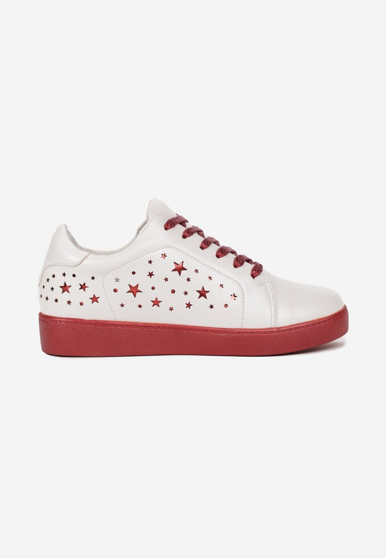 Biało-Czerwone Sneakersy Sznurowane Tazaya