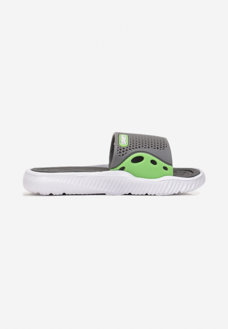 Papuci Gri cu verde