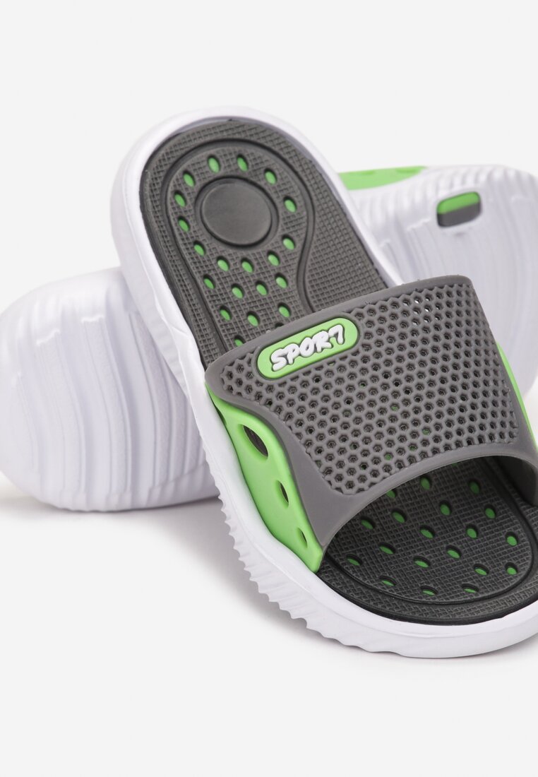 Papuci Gri cu verde