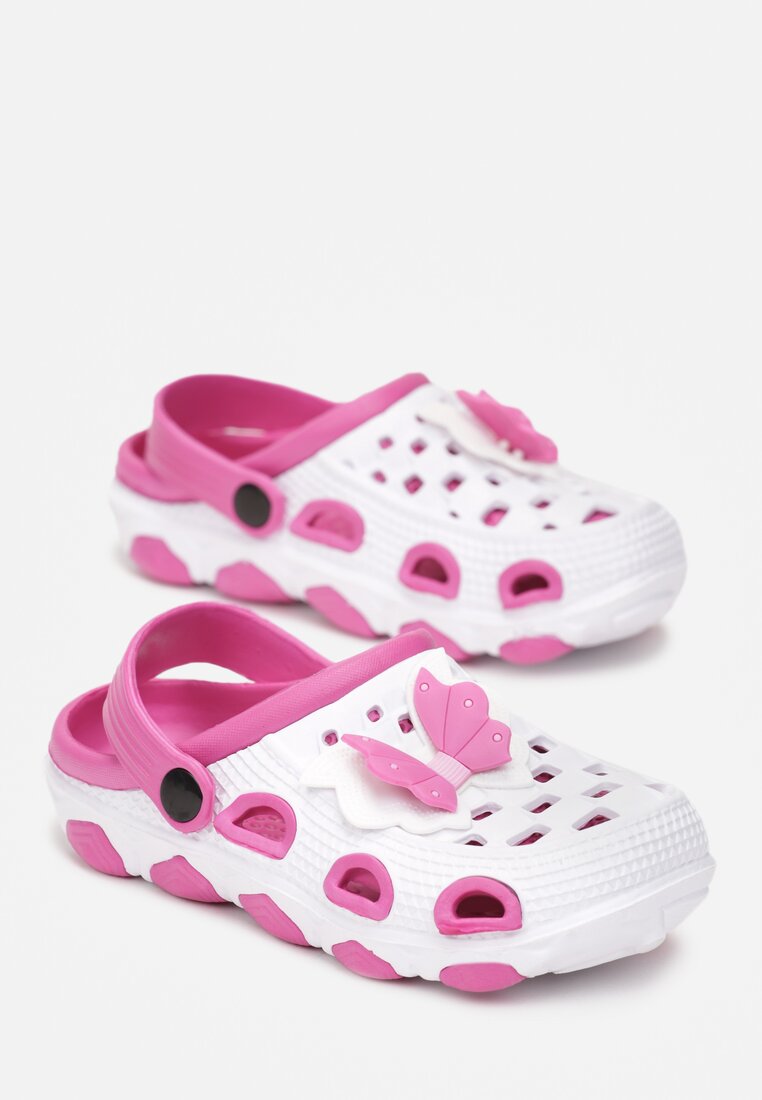 Papuci Alb cu fucsia