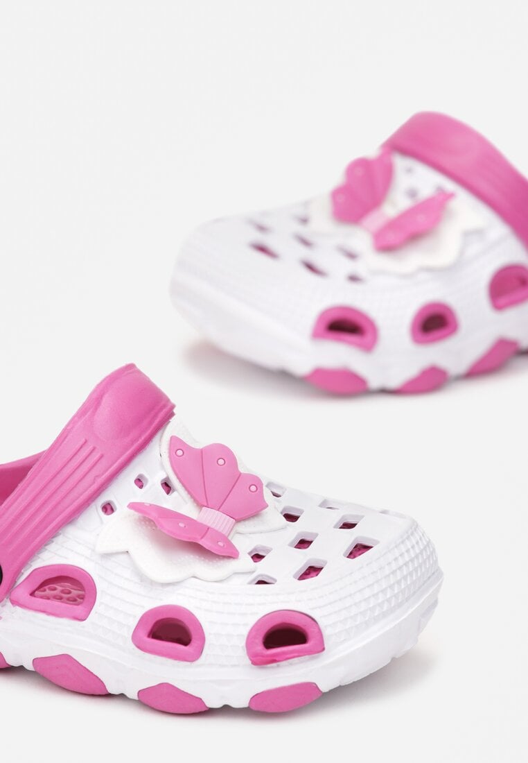 Papuci Alb cu fucsia