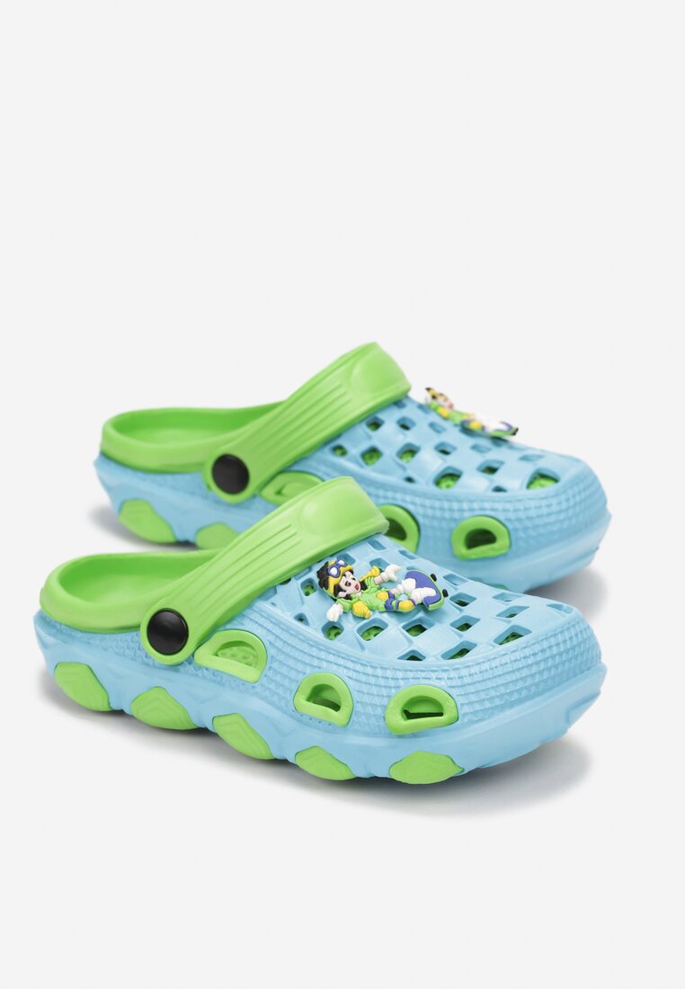 Papuci Albastru cu verde