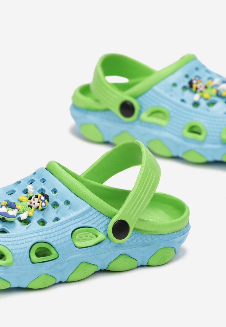 Papuci Albastru cu verde