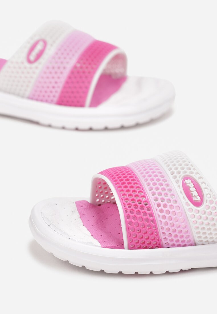 Papuci Alb cu fucsia