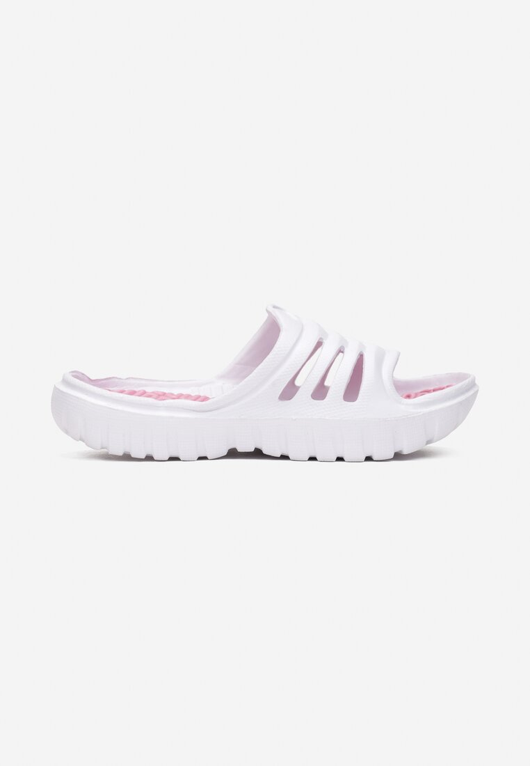 Papuci Alb cu fucsia