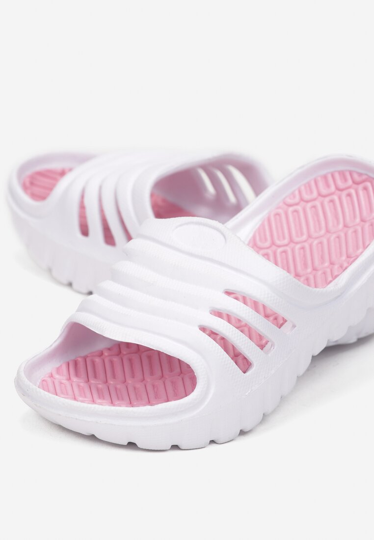 Papuci Alb cu fucsia
