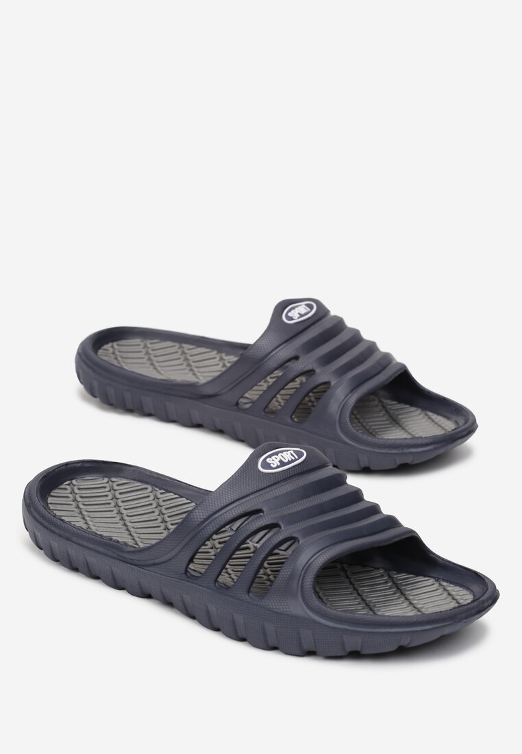 Papuci Bleumarin cu gri