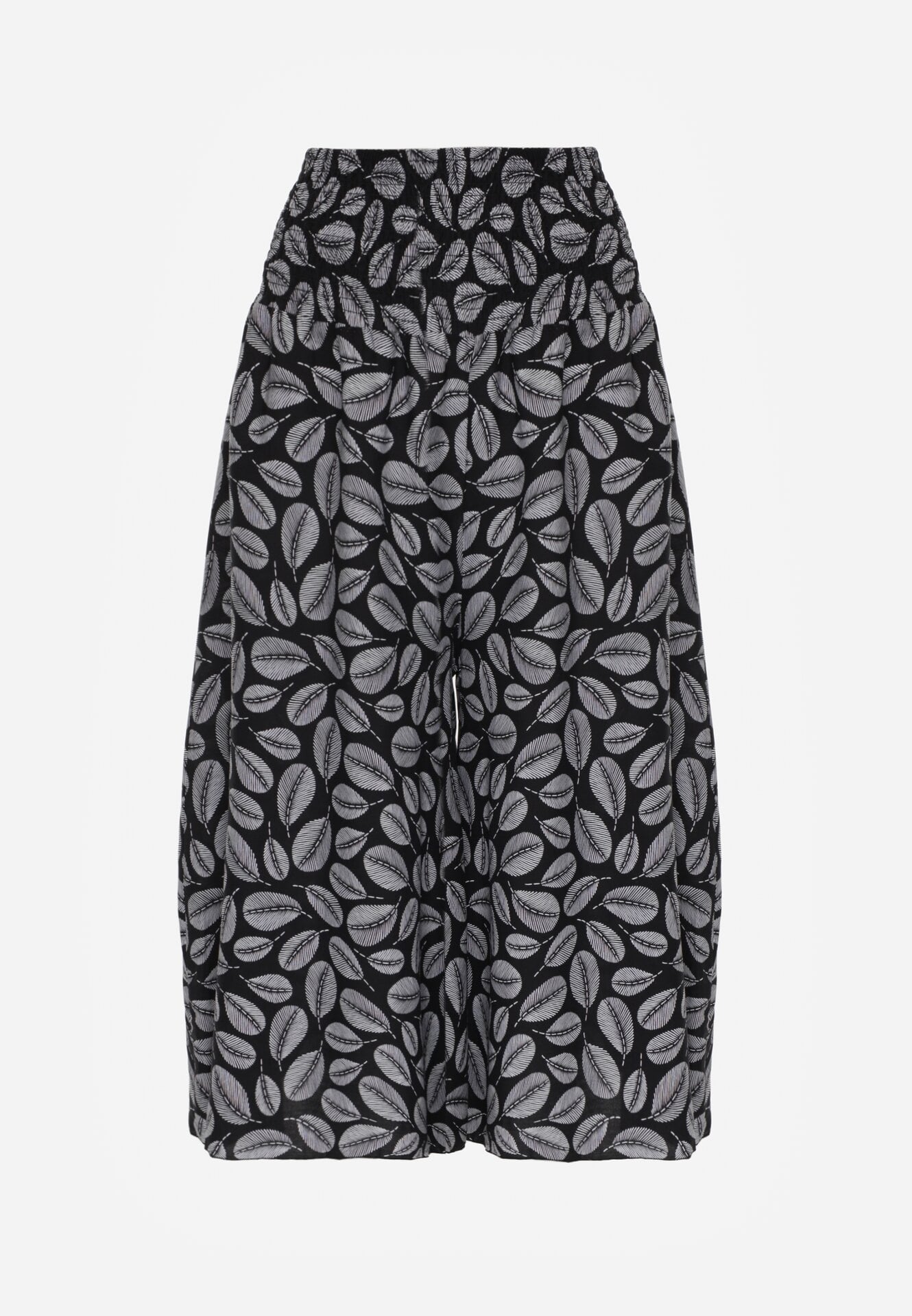 Czarne Spodnie z Bawełny Kuloty z Gumką w Pasie Karemisia