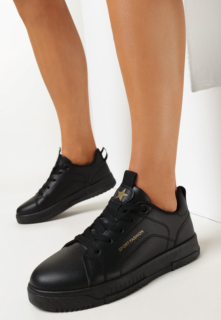 Czarne Buty Sportowe Sznurowane przed Kostkę Amaranti