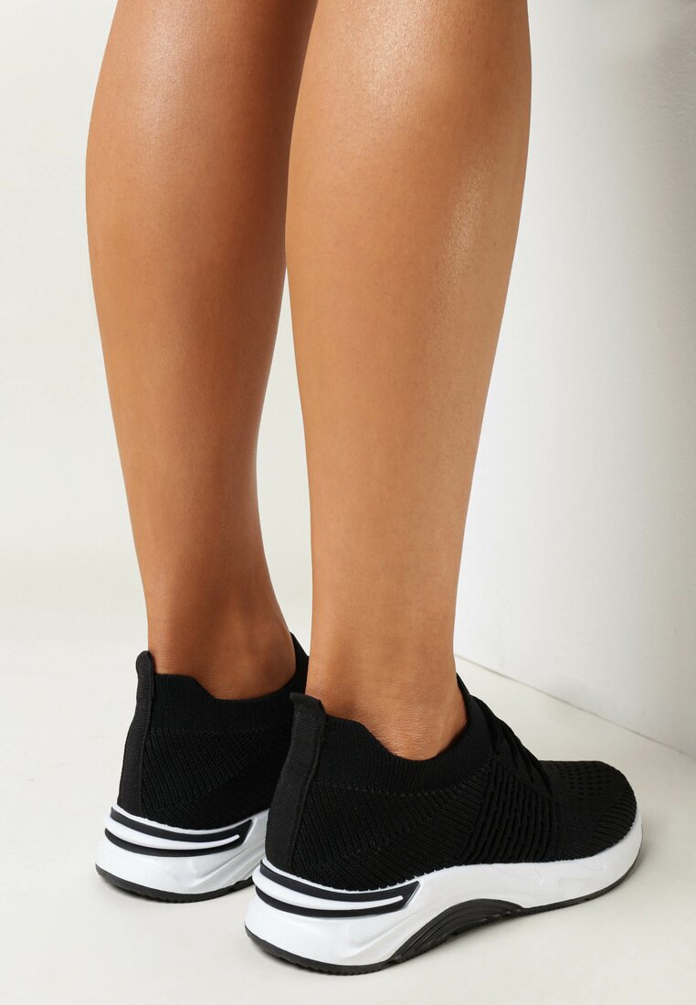 Czarne Buty Sportowe przed Kostkę z Wiązaniem Maiken