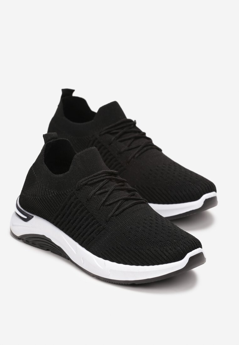 Czarne Buty Sportowe przed Kostkę z Wiązaniem Maiken
