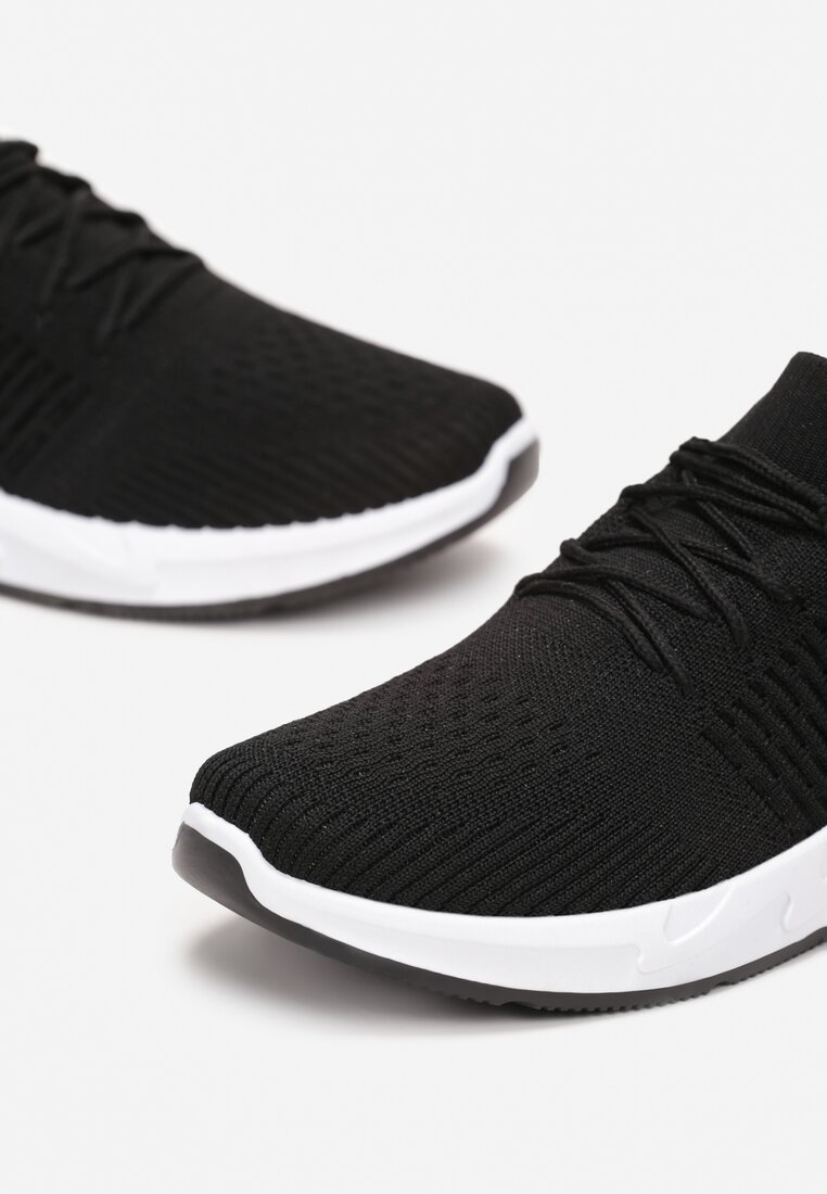 Czarne Buty Sportowe przed Kostkę z Wiązaniem Maiken
