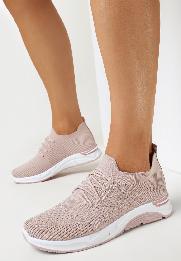 Różowe Buty Sportowe przed Kostkę z Wiązaniem Maiken