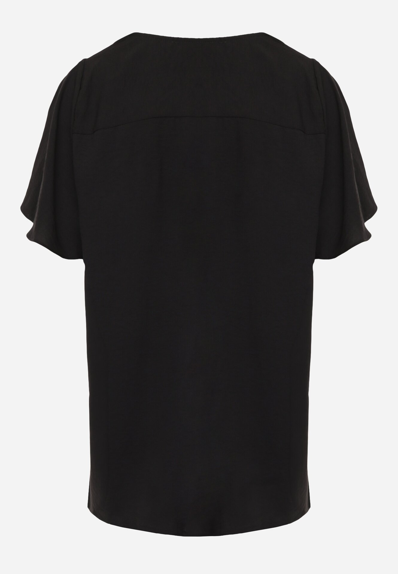 Czarna Bluzka z Krótkimi Rękawami i Ozdobnym Haftem Emmania