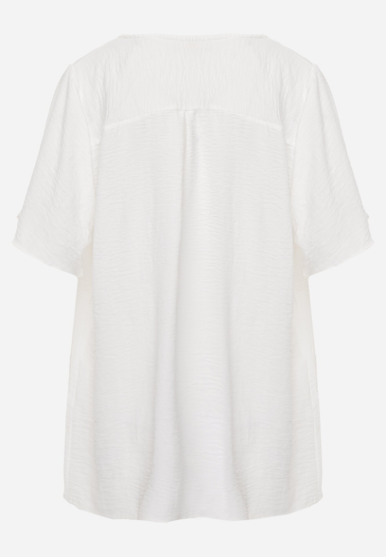 Biała Bluzka z Krótkimi Rękawami i Ozdobnym Haftem Emmania