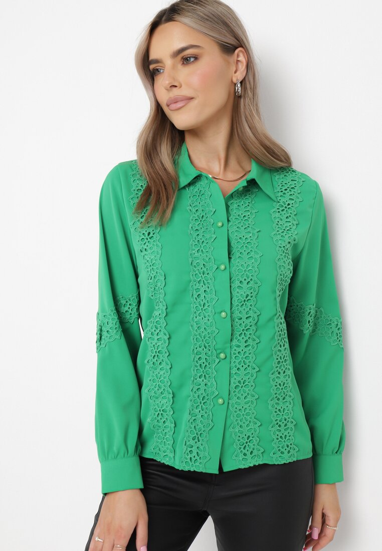 Zielona Koszula z Koronkowymi Wstawkami Eleagnett
