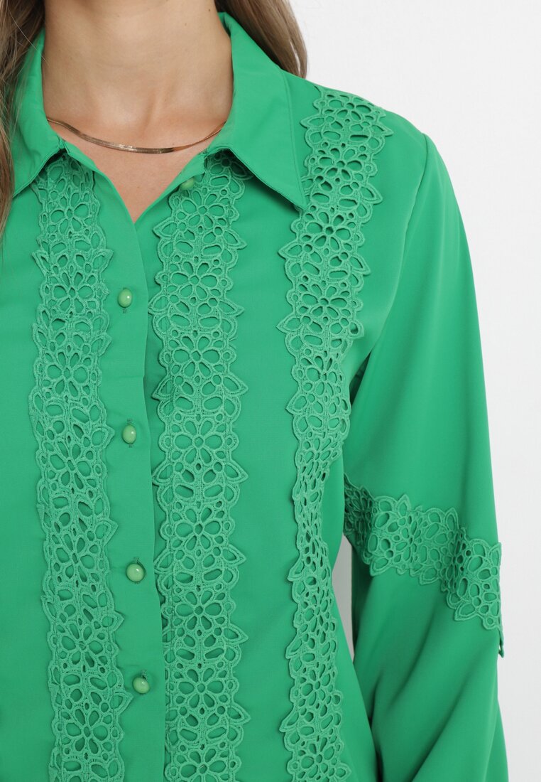 Zielona Koszula z Koronkowymi Wstawkami Eleagnett