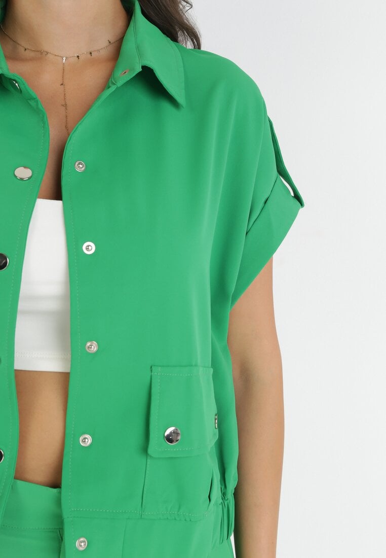 Zielony Komplet 2-częściowy z Bluzką i Spodniami Arene