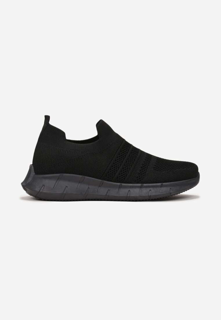 Czarne Buty Sportowe z Elastyczną Cholewką przed Kostkę Kranali