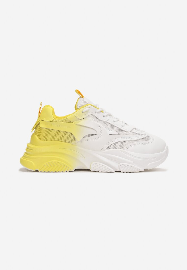 Żółto-Białe Sneakersy Ombre na Grubej Podeszwie Yorleny