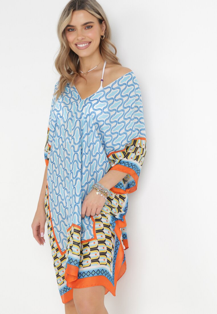 Niebieska Tunika z Jedwabiu i Wiskozy Wiliana