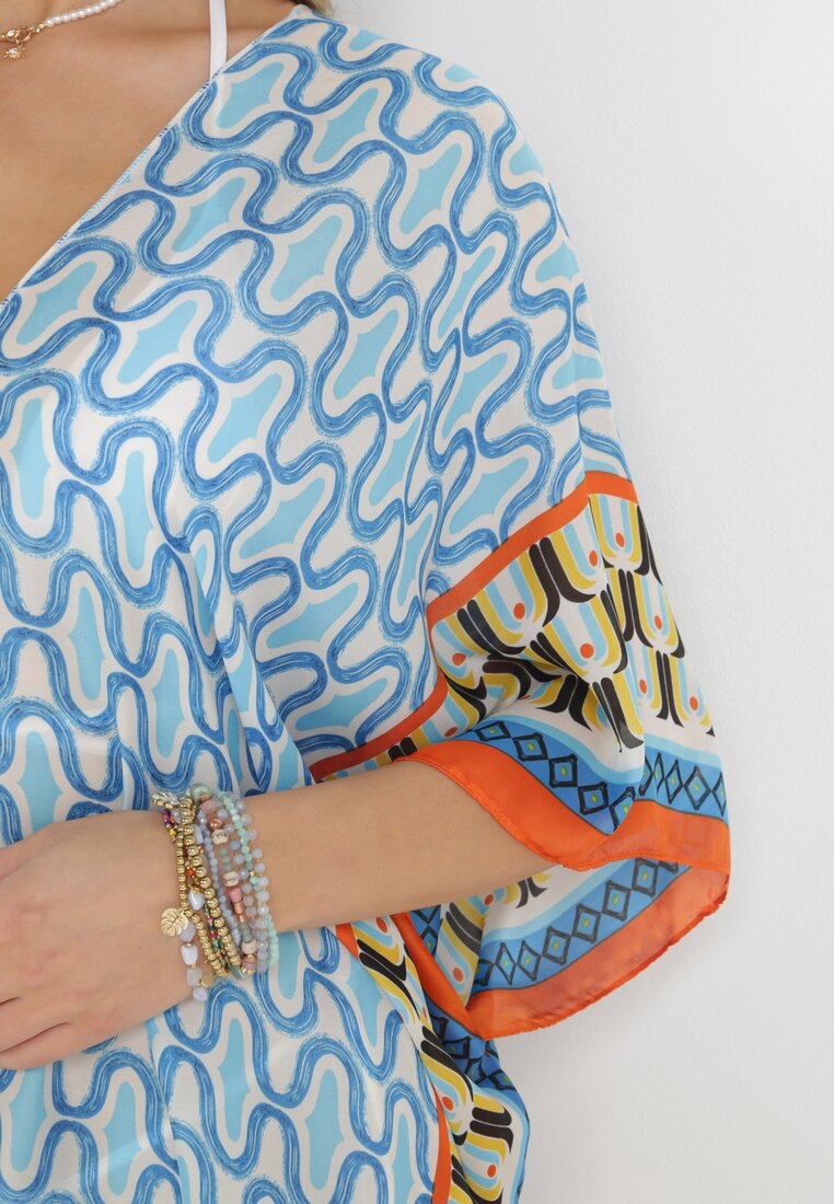 Niebieska Tunika z Jedwabiu i Wiskozy Wiliana