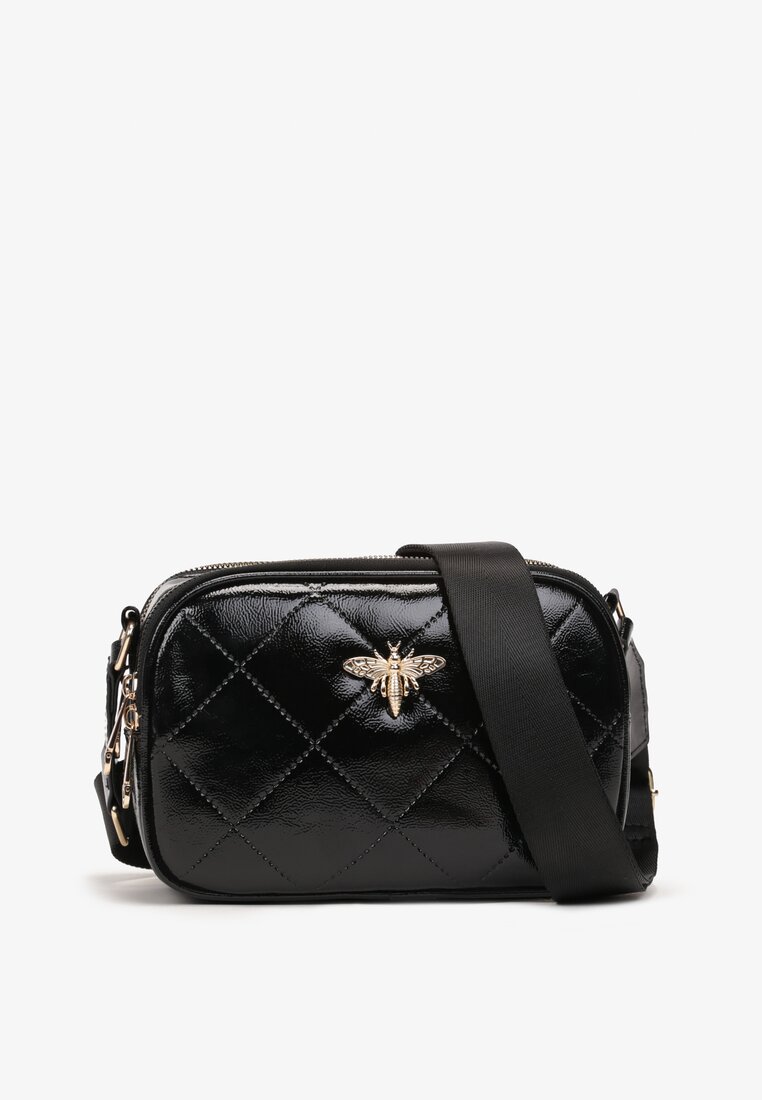 Czarna Mała Torebka na Ramię z Dwiema Komorami i Regulowanym Paskiem Teafe