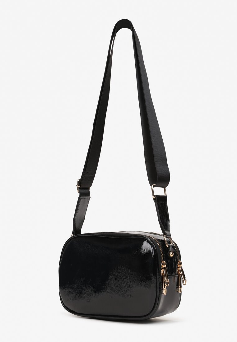 Czarna Mała Torebka na Ramię z Dwiema Komorami i Regulowanym Paskiem Teafe