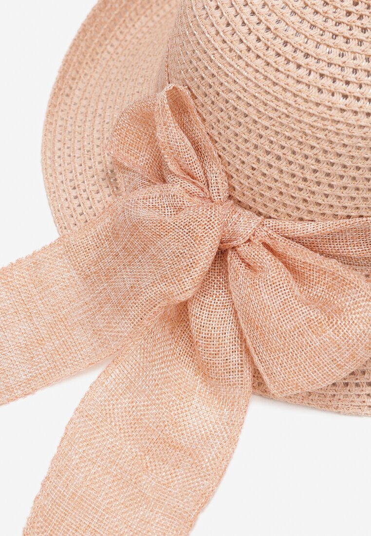 Różowy Pleciony Kapelusz z Kokardką Esmena