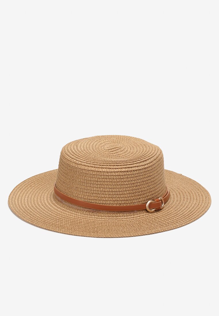Beżowy Kapelusz Pleciony z Paskiem Ivelia