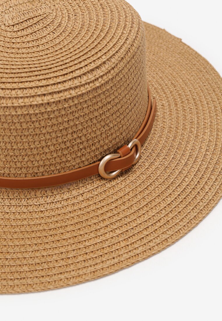 Beżowy Kapelusz Pleciony z Paskiem Ivelia