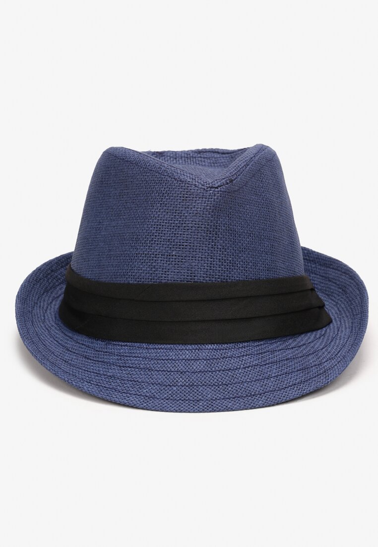 Granatowa Kapelusz z Plecionego Papieru Fedora Glizza
