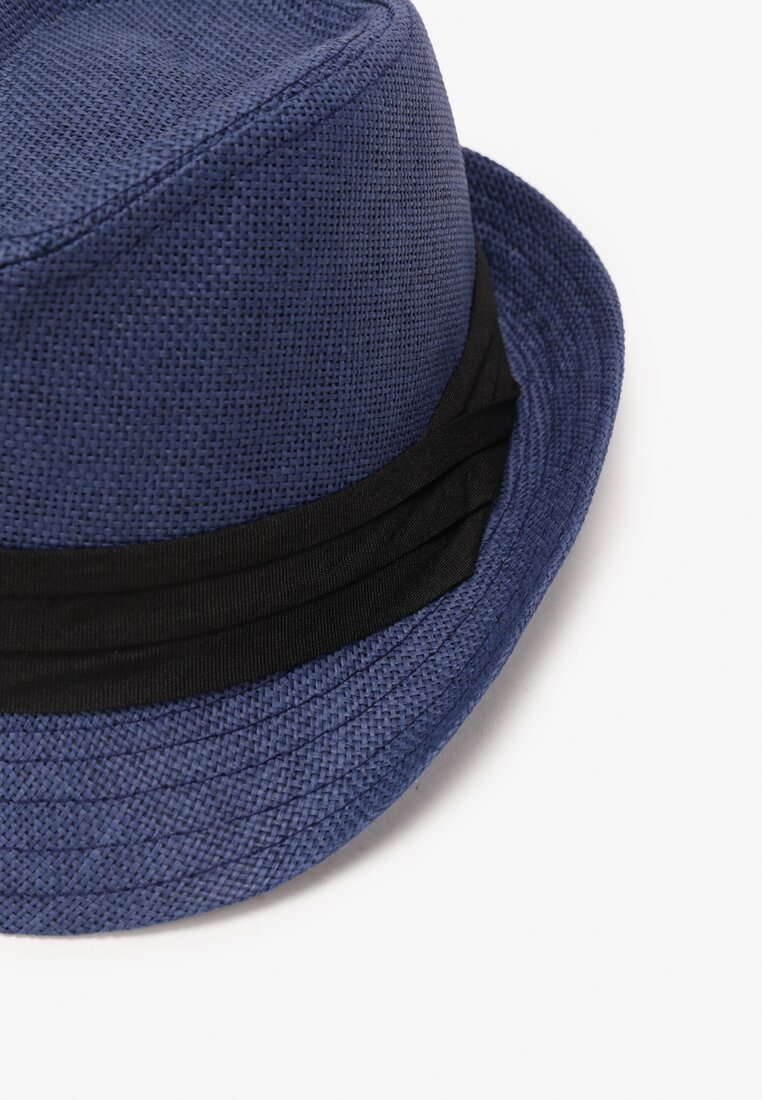 Granatowa Kapelusz z Plecionego Papieru Fedora Glizza