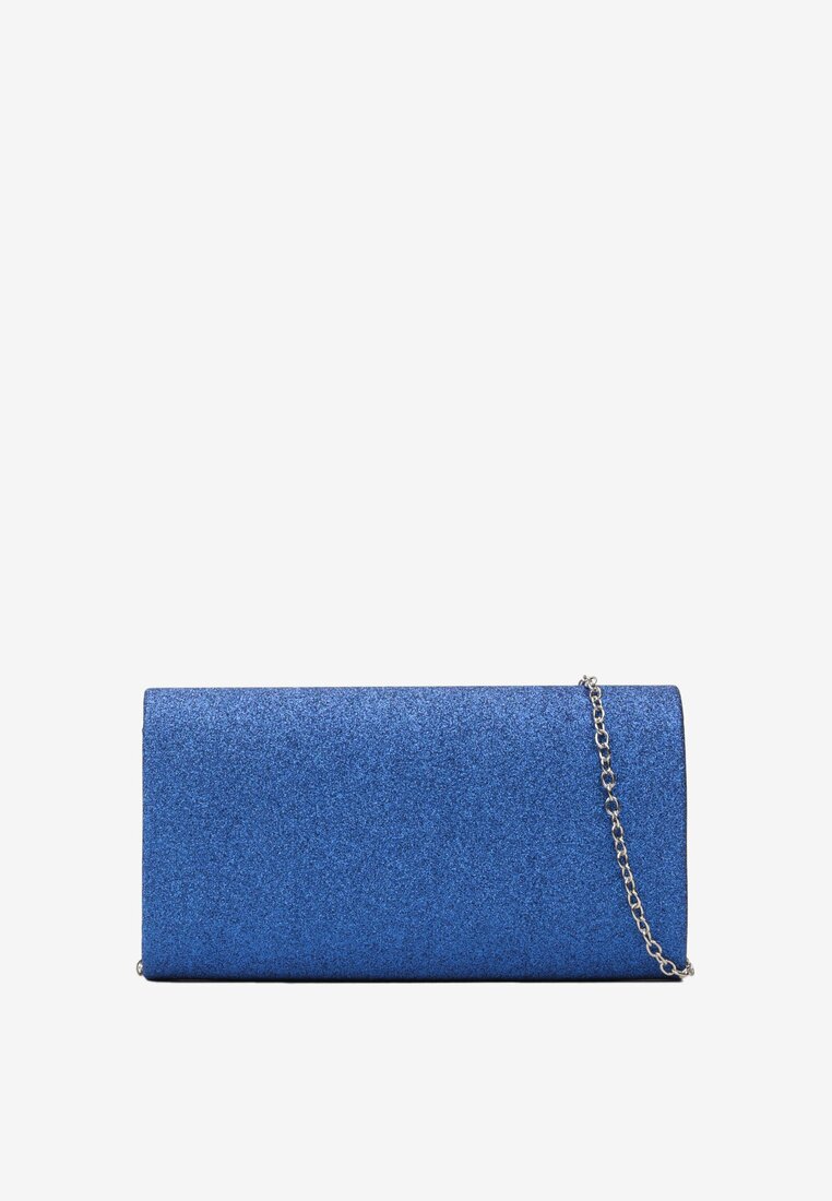 Niebieska Brokatowa Torebka Kopertówka z Łańcuszkiem Invari