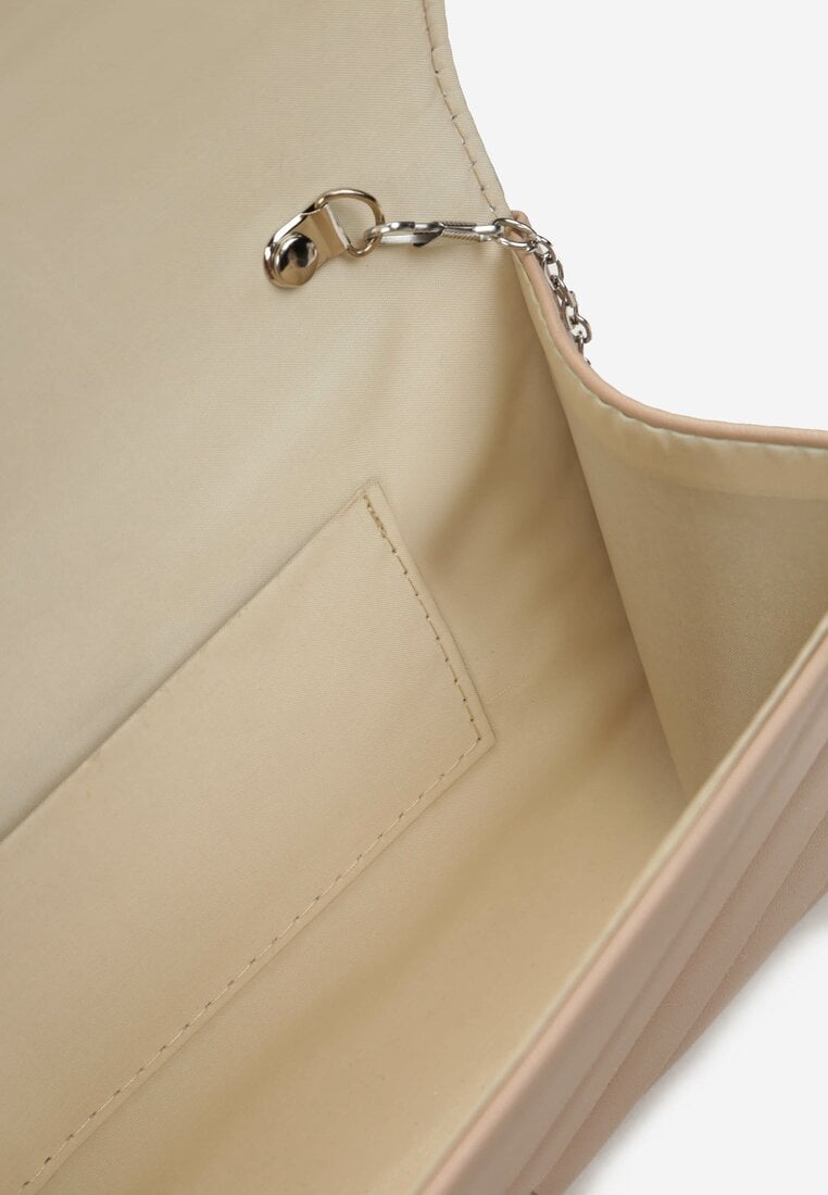 Beżowa Torebka Kopertówka z Pikowaniem i Łańcuszkiem Aalana