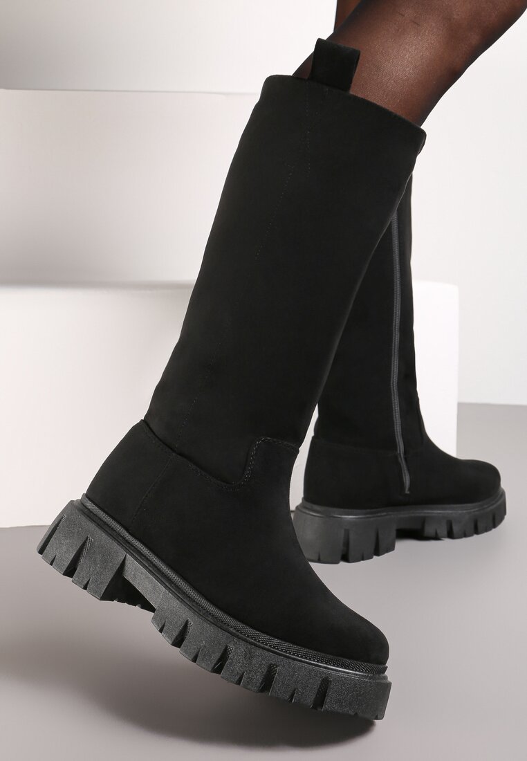 Czarne Kozaki na Platformie Sapedi