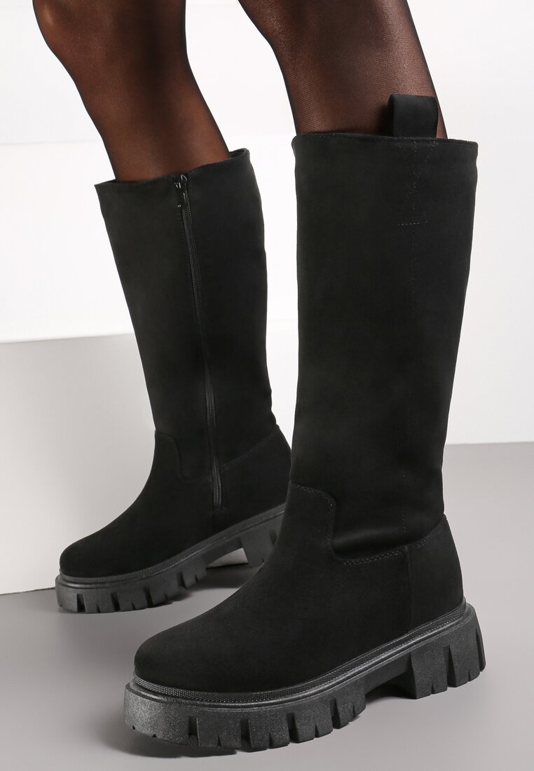 Czarne Kozaki na Platformie Sapedi