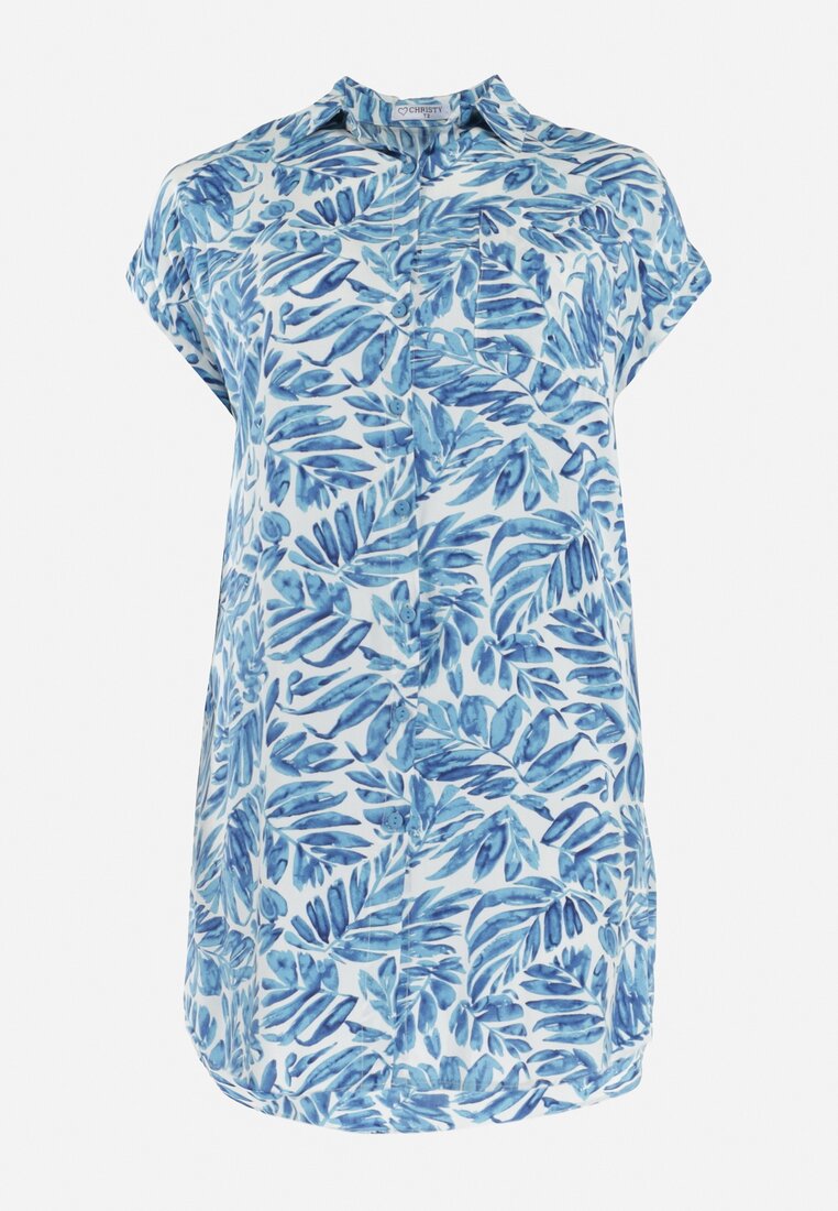 Niebieska Sukienka Koszulowa z Wiskozy Oarsilla