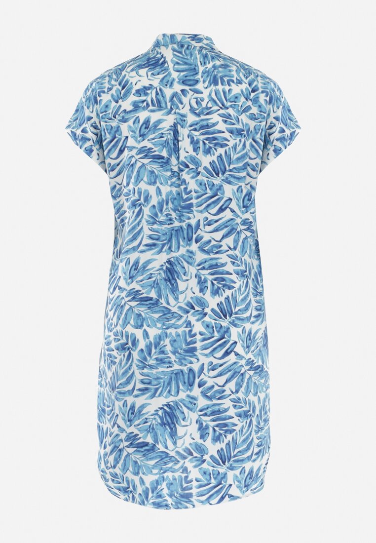 Niebieska Sukienka Koszulowa z Wiskozy Oarsilla